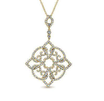 CG336 elegant diamond pendant gold 3D print model_1