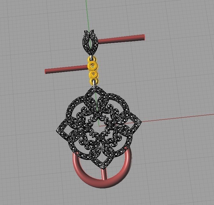 CG336 elegant diamond pendant gold 3D print model_5