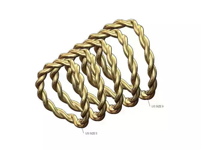 Curved thin braided wire stacker ring US sizes 5to9