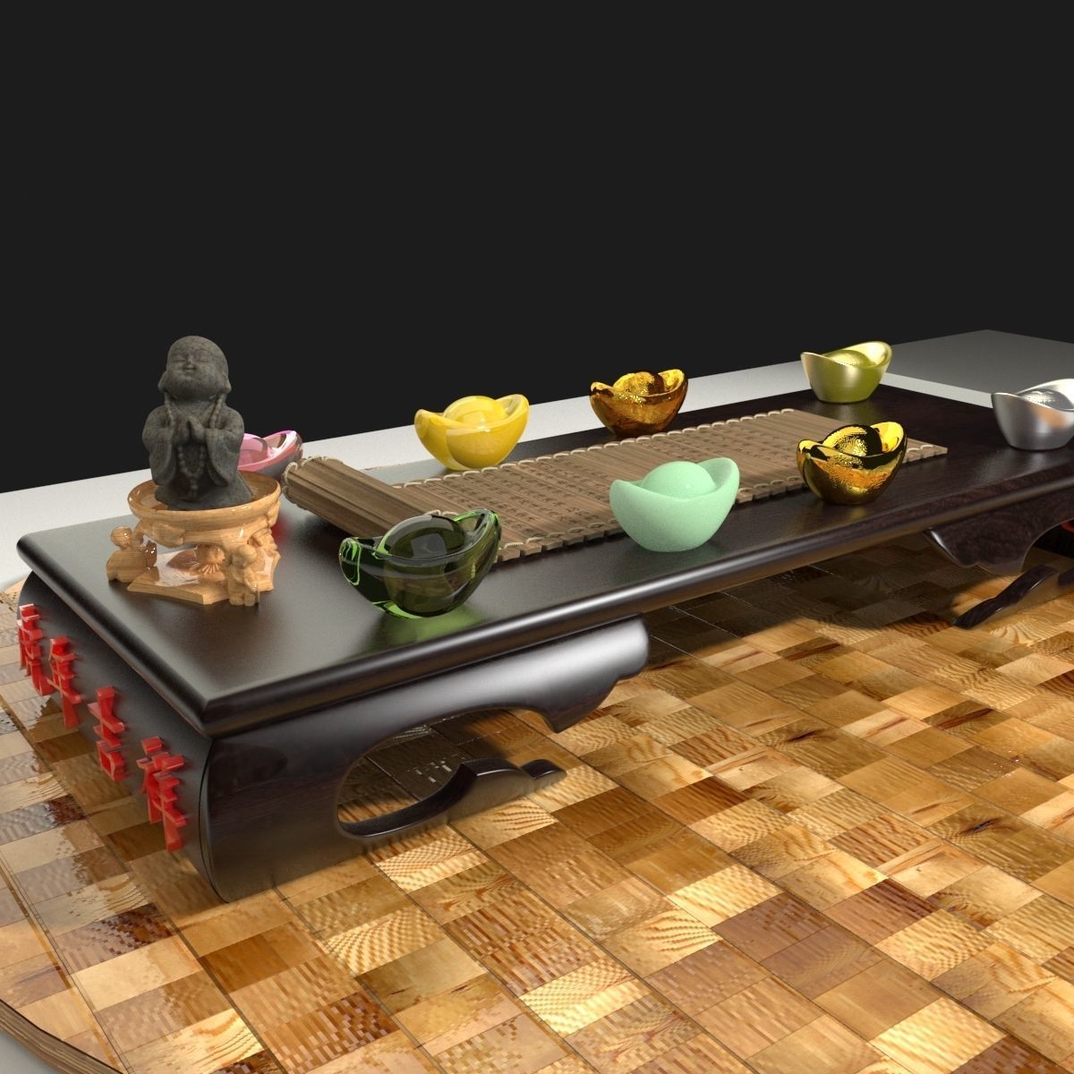 Chinese monk kid and bamboo slip 3D model_5