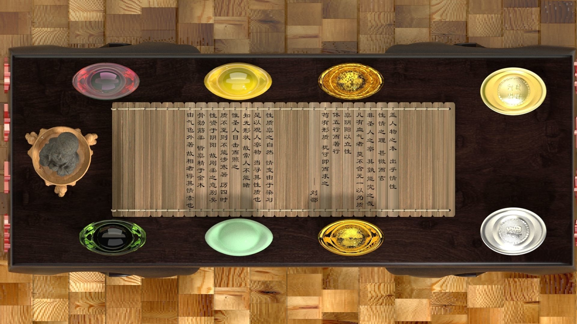 Chinese monk kid and bamboo slip 3D model_2