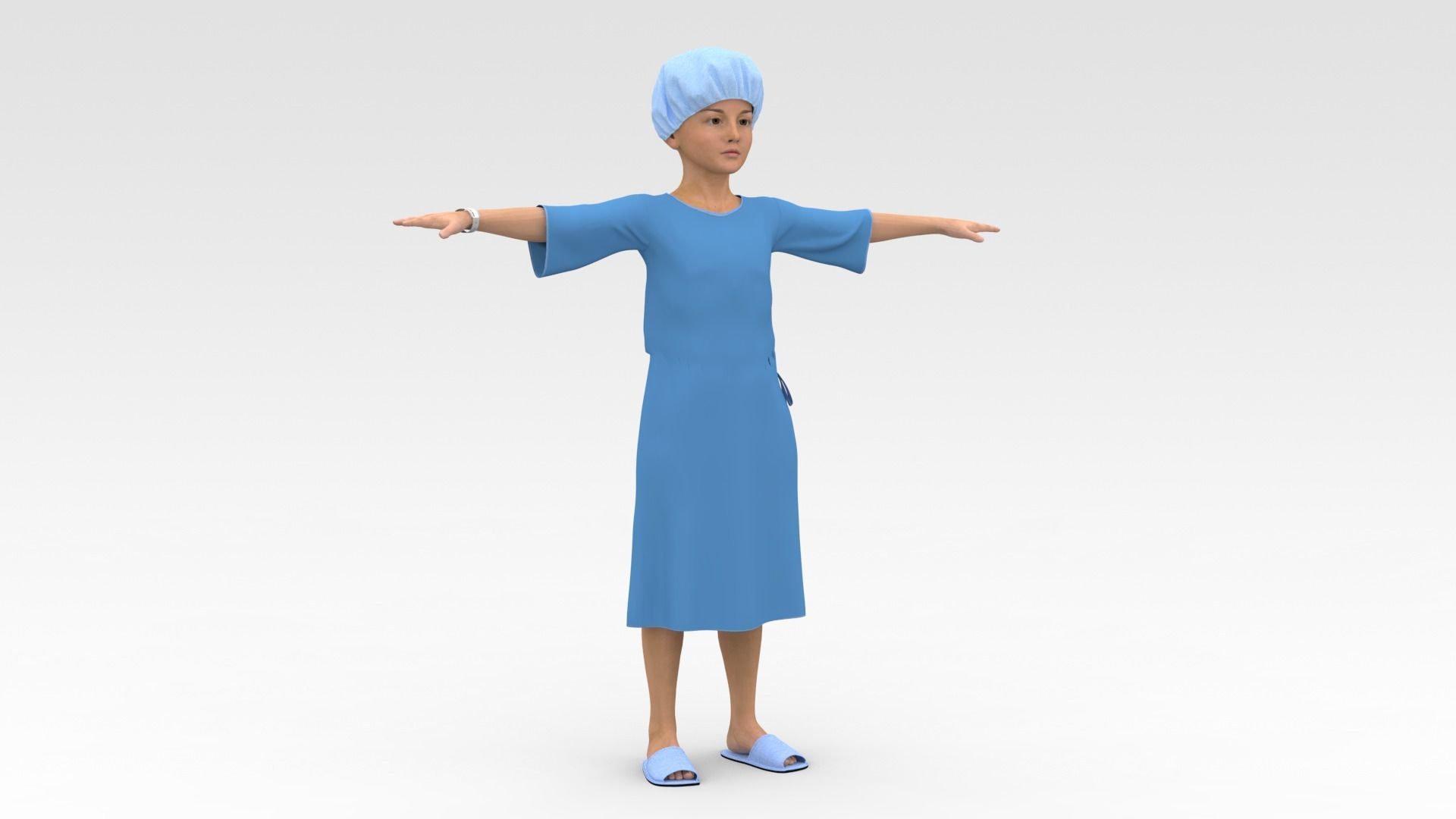 Child Patient with Blue Gown 3D model_5