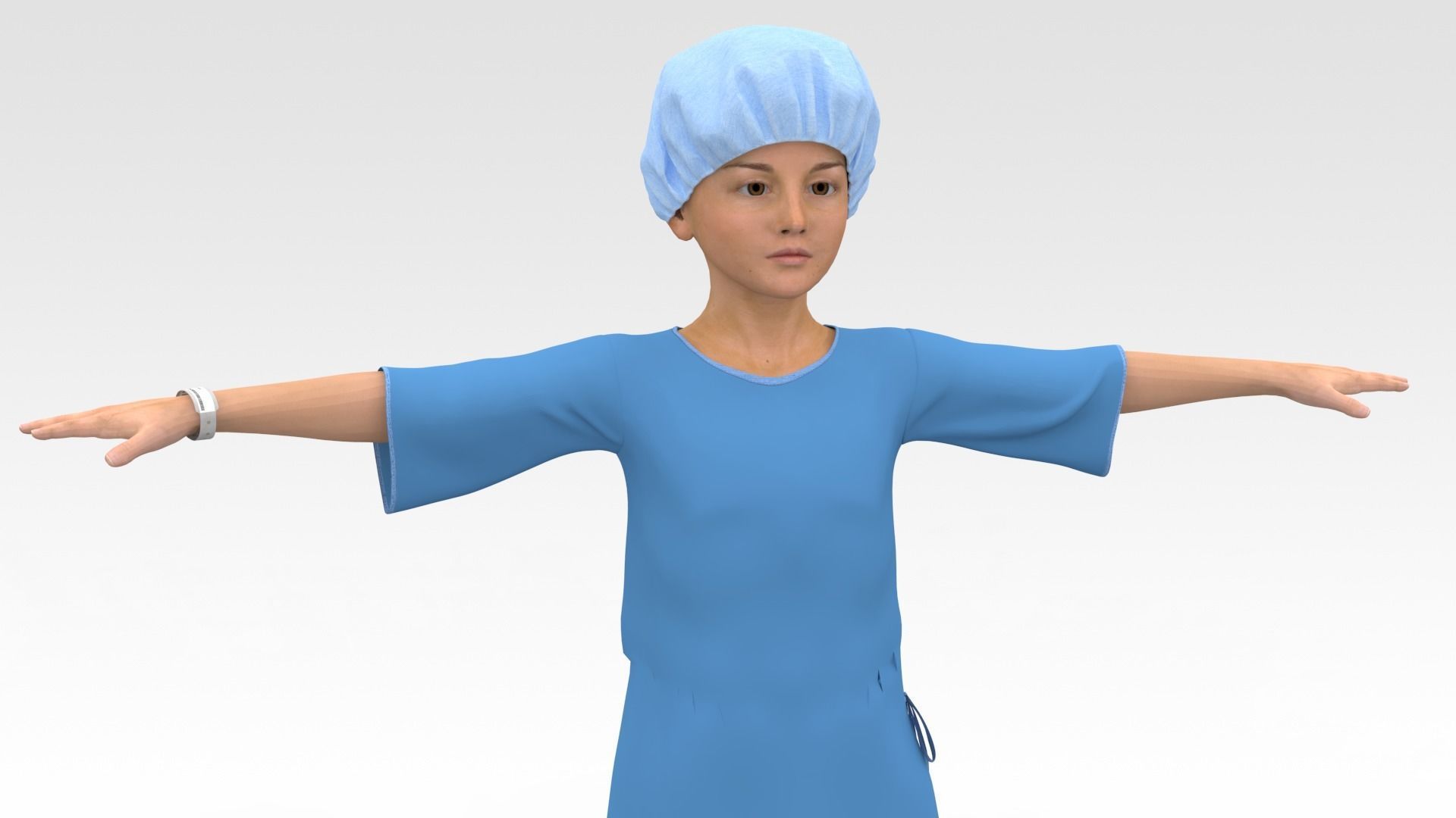 Child Patient with Blue Gown 3D model_1