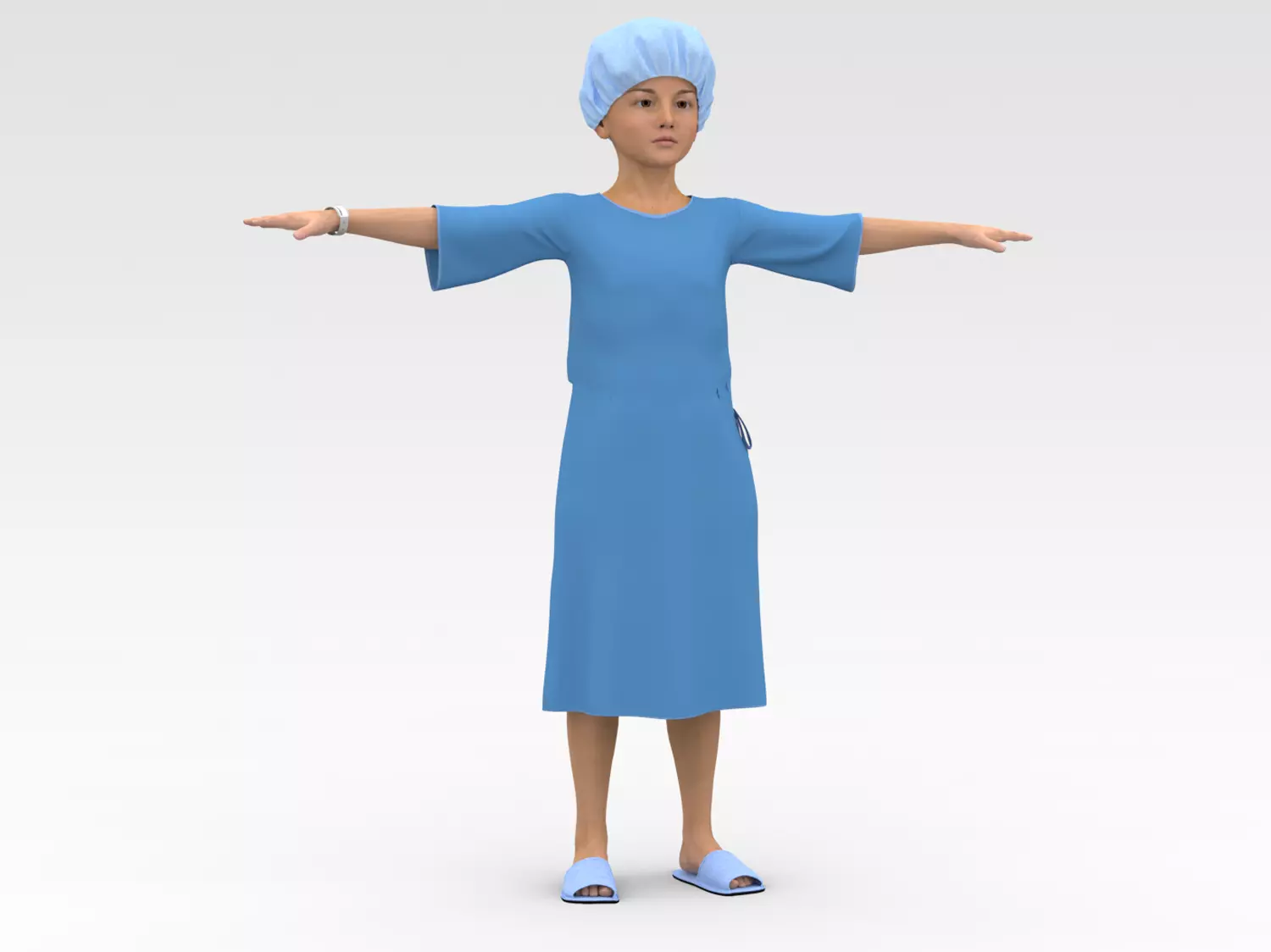 Child Patient with Blue Gown 3D model_0
