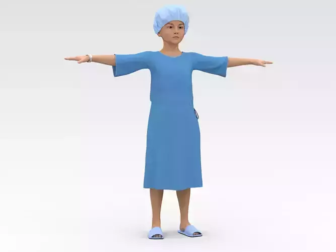 Child Patient with Blue Gown 3D model