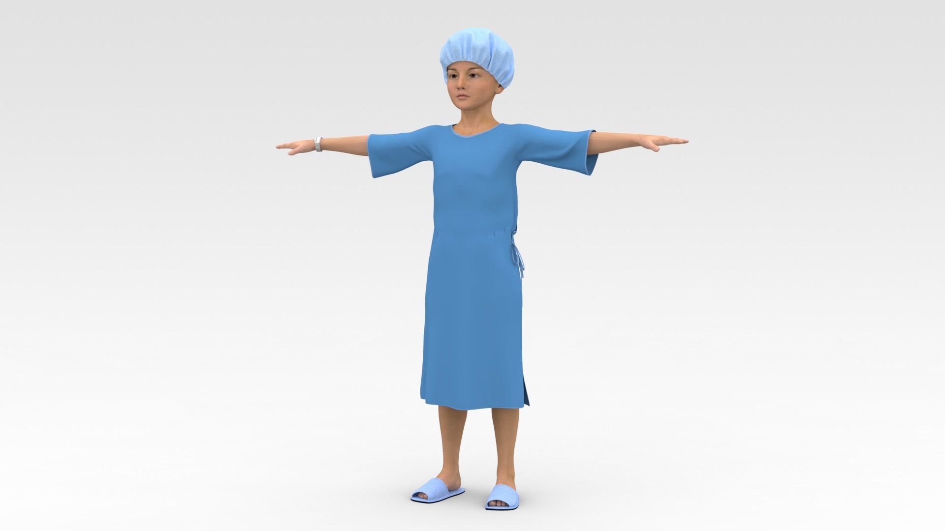 Child Patient with Blue Gown 3D model_2