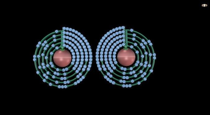 earring two atoms in circle 3D print model