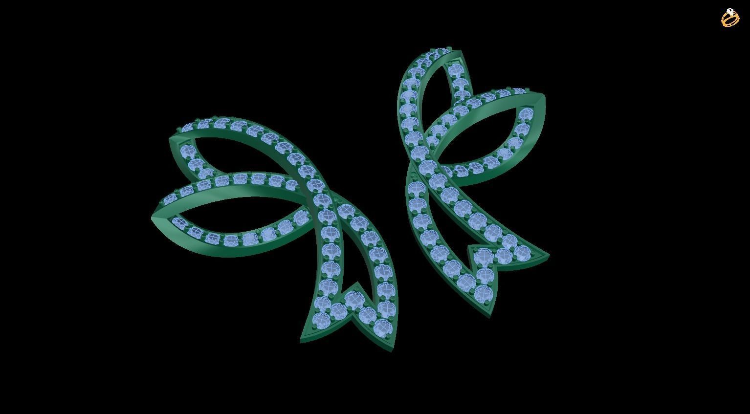 earring two bows 3D print model_1