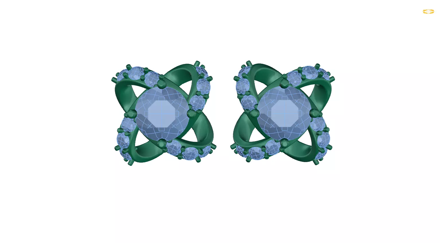 earring pair of earrings with crystals 3D print model_0