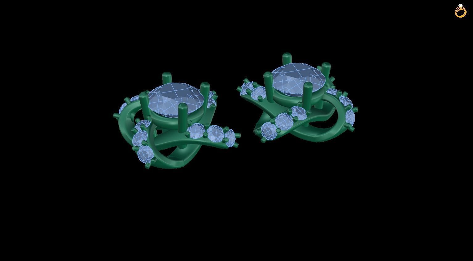 earring pair of earrings with crystals 3D print model_1