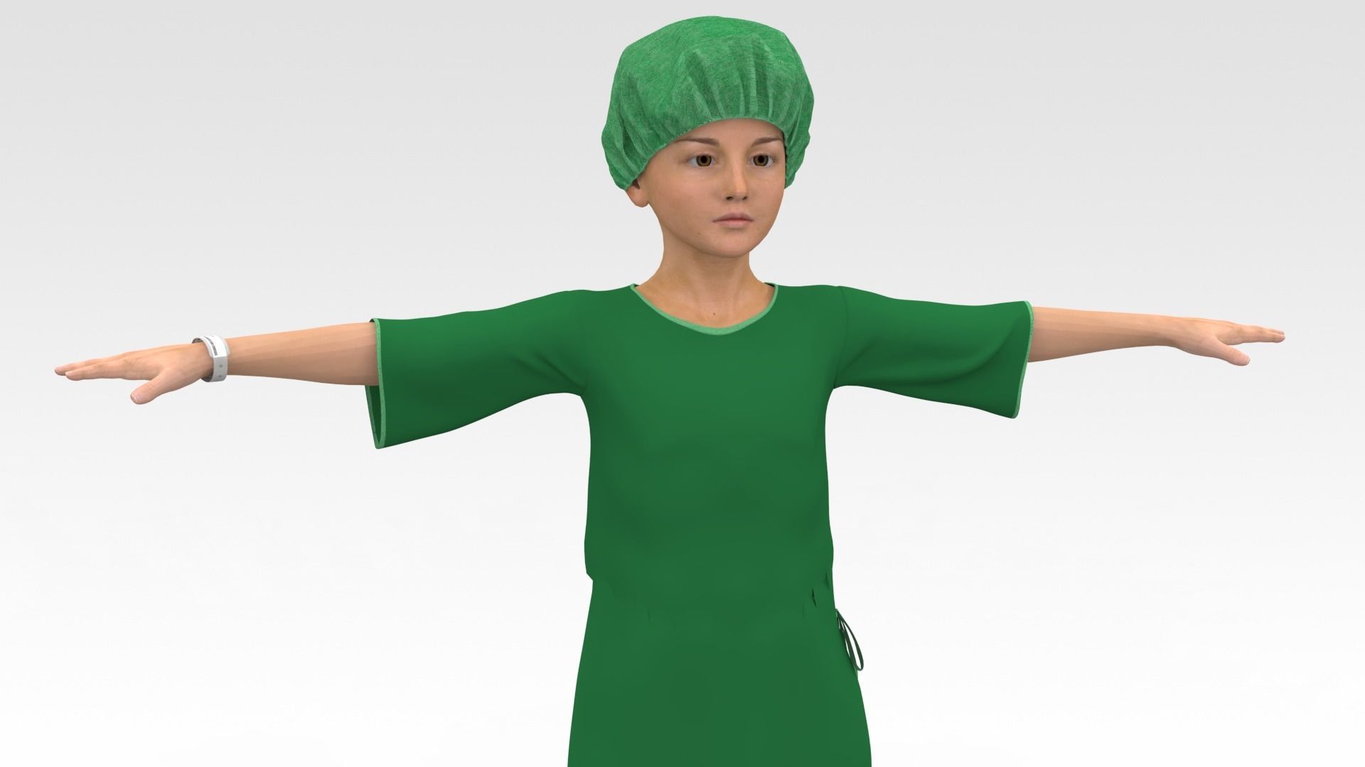 Child Patient with Green Gown 3D model_1