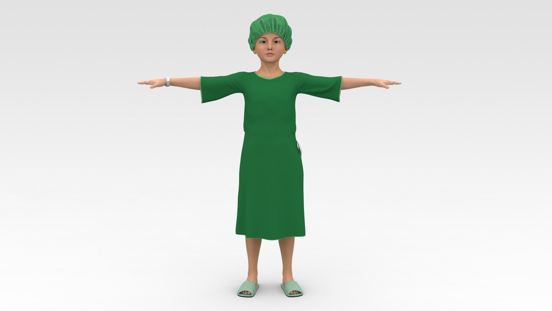 Child Patient with Green Gown 3D model_6