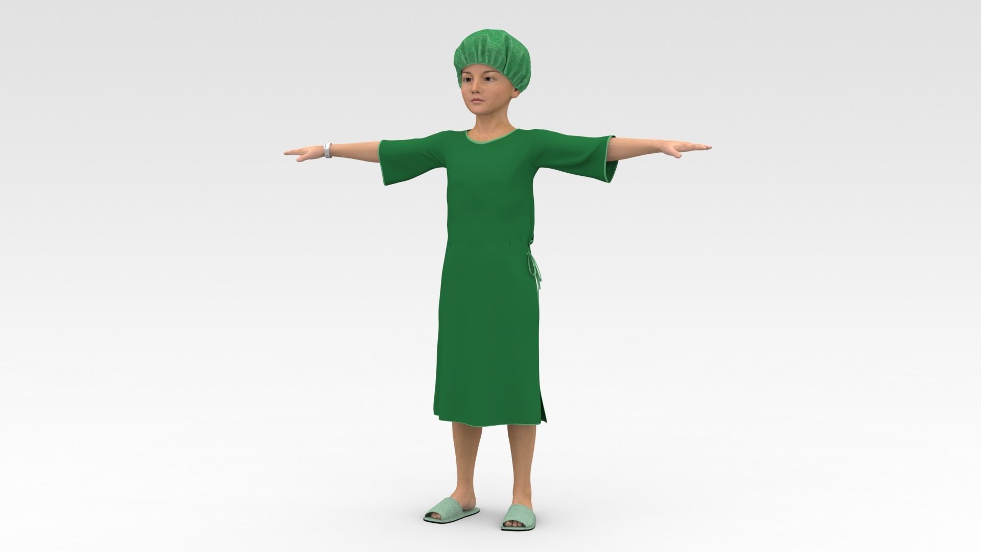 Child Patient with Green Gown 3D model_2