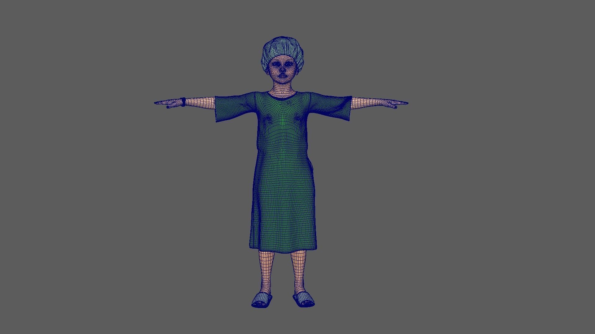 Child Patient with Green Gown 3D model_8