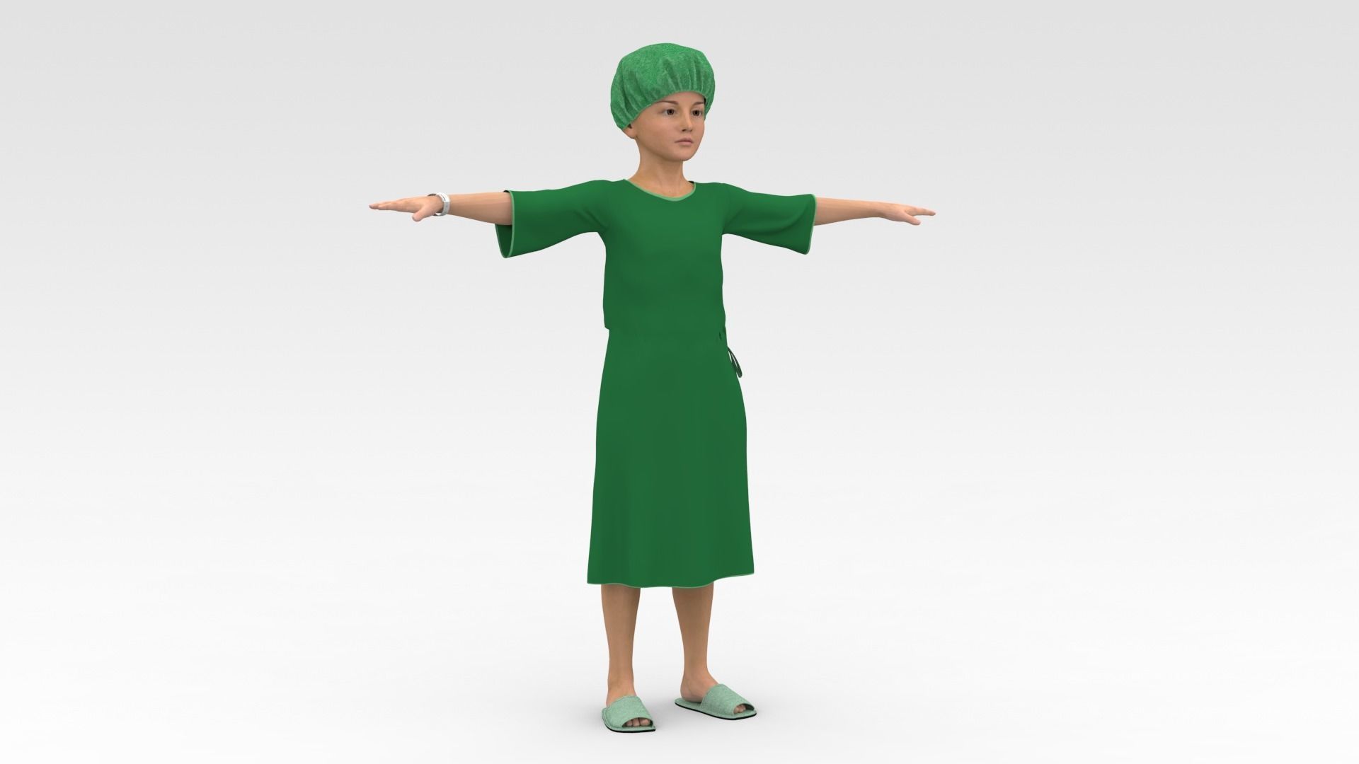 Child Patient with Green Gown 3D model_5