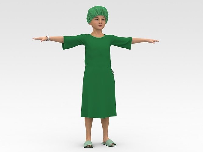 Child Patient with Green Gown 3D model