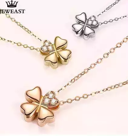 CG339 sterling silver clover necklace with diamonds