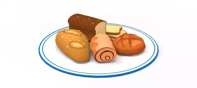 breakfast bread Free low-poly 3D model
