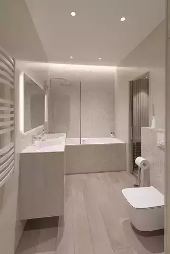 Cozy bathroom with decorative tiles