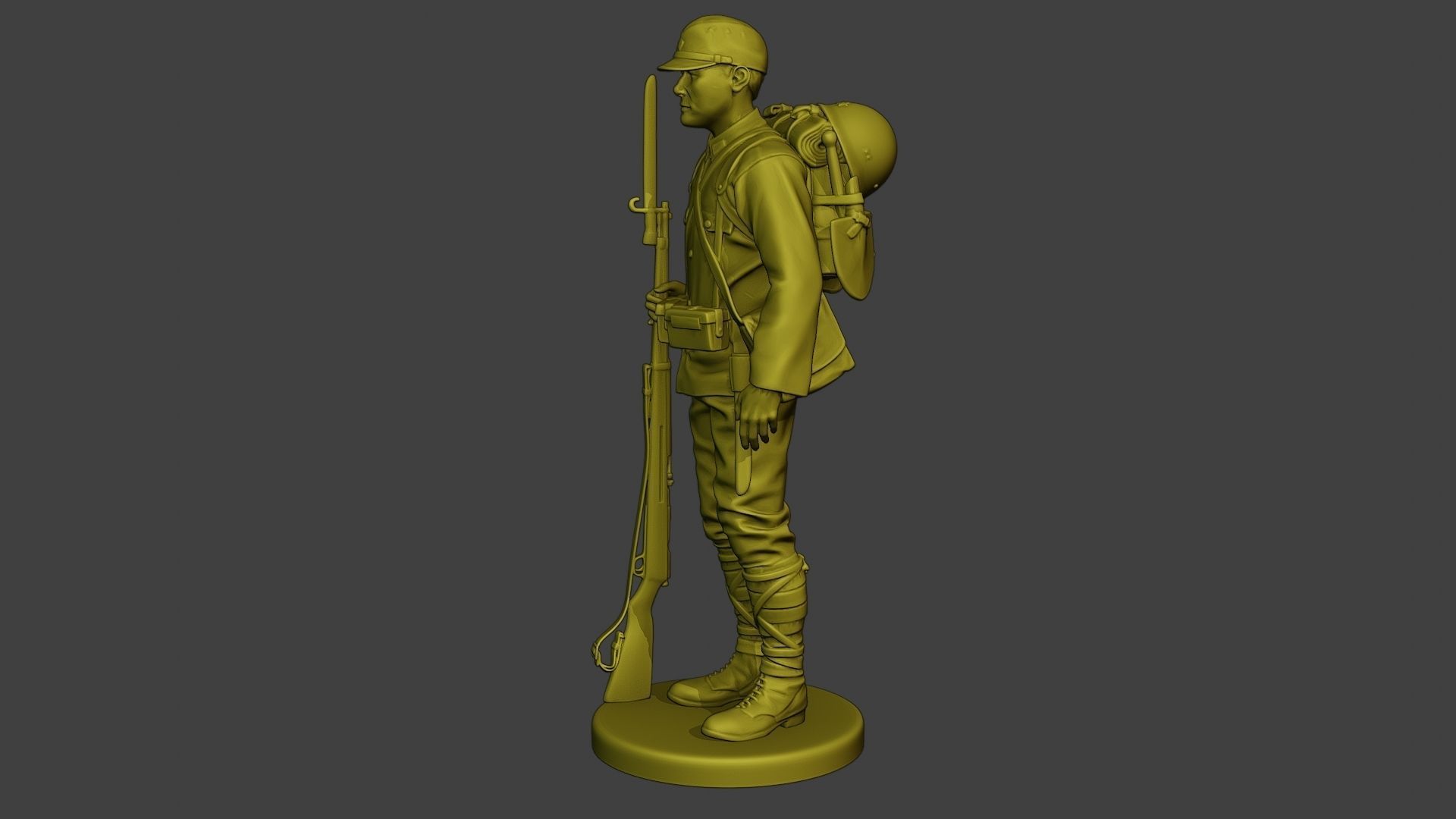 Japanese soldier ww2 Attention J1 3D print model_3