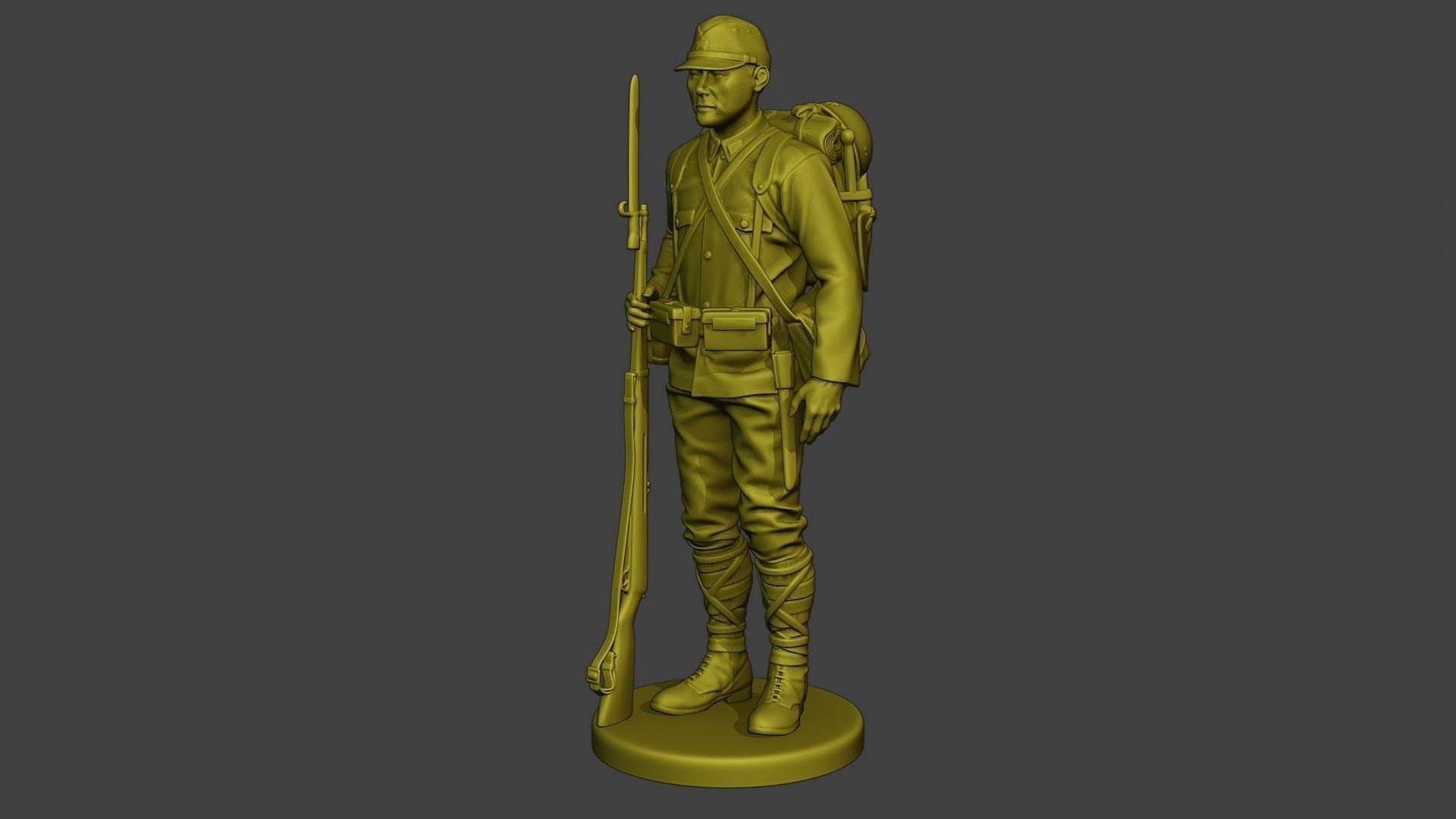 Japanese soldier ww2 Attention J1 3D print model_2