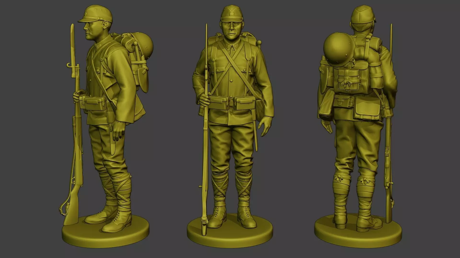 Japanese soldier ww2 Attention J1 3D print model_0