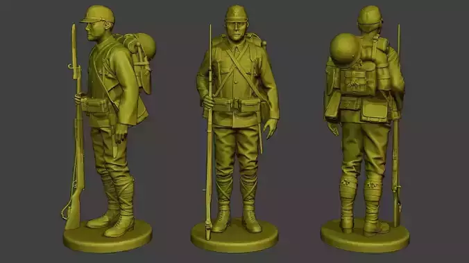 Japanese soldier ww2 Attention J1 3D print model