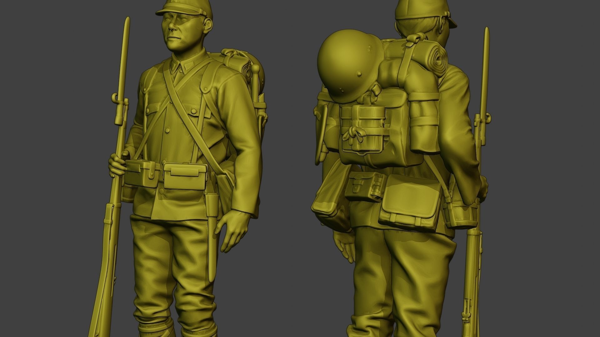 Japanese soldier ww2 Attention J1 3D print model_1