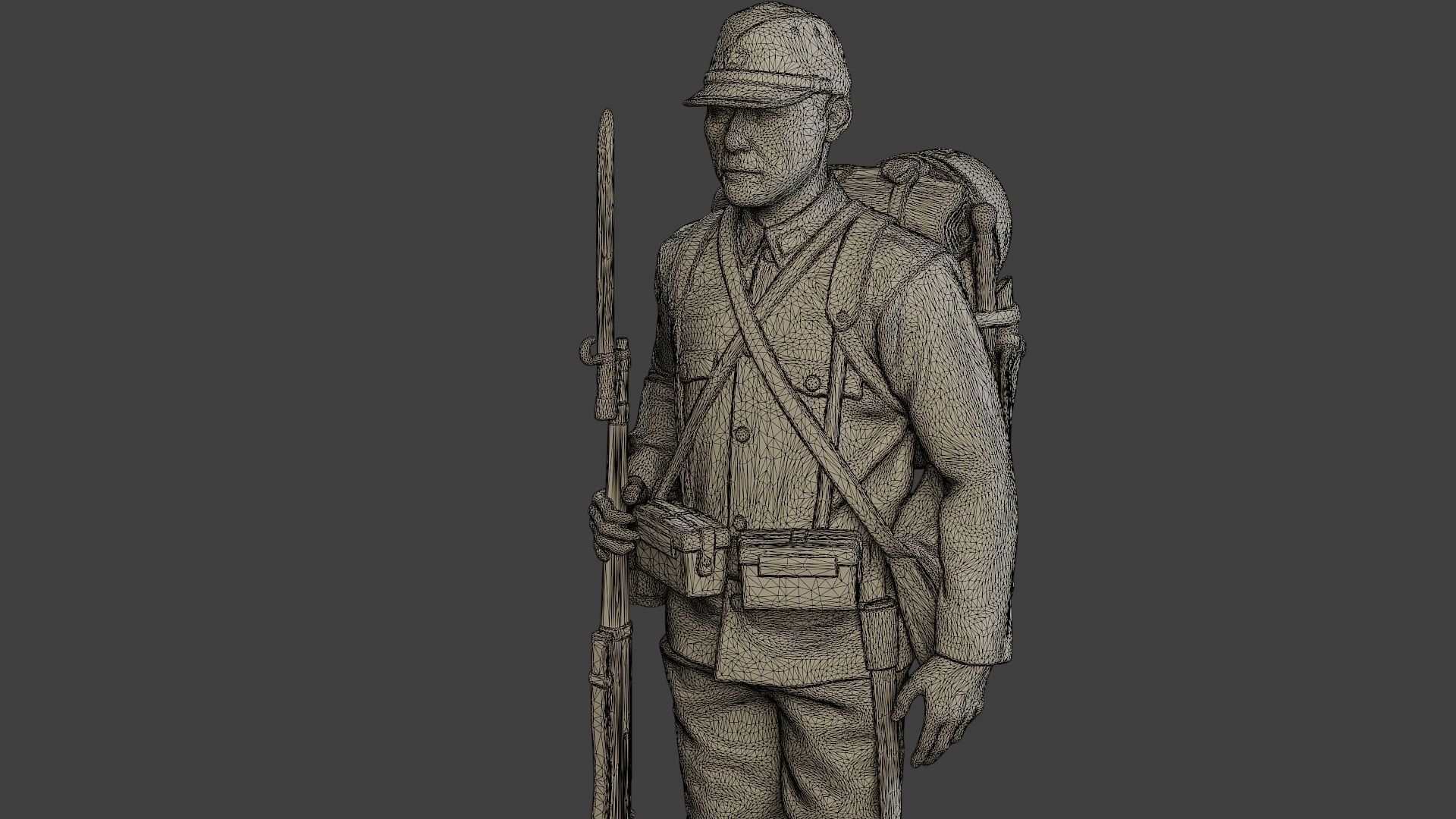 Japanese soldier ww2 Attention J1 3D print model_12