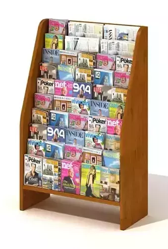 Wooden Magazine Display Rack 3D model