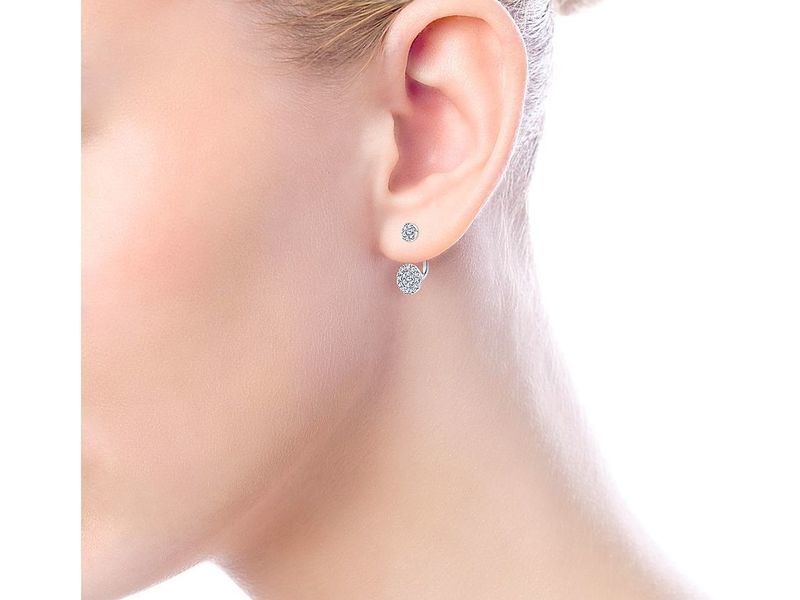 CG342 pair of sterling silver earrings with diamonds 3D print model_12