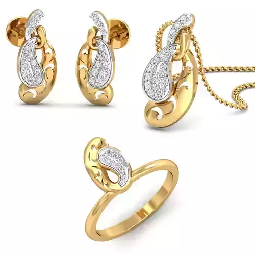Women Earring Ring Pendant 3dm stl render