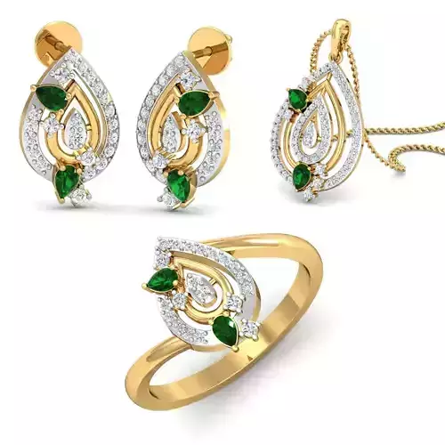 Solitaire Women Earring Ring Pendant 3dm stl render