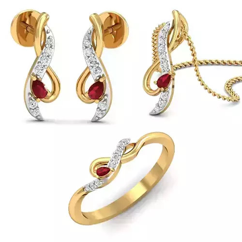 Solitaire Women Earring Ring Pendant 3dm stl render