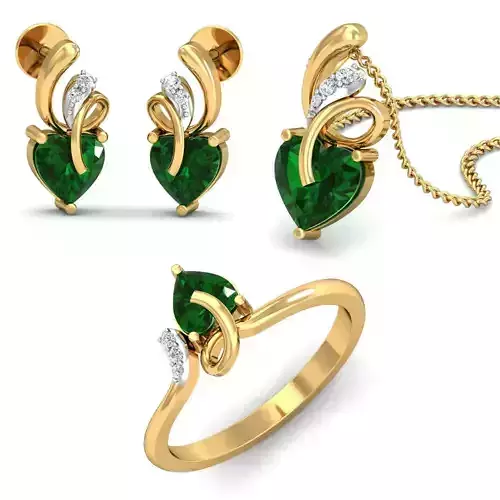 Solitaire Women Earring Ring Pendant 3dm stl render