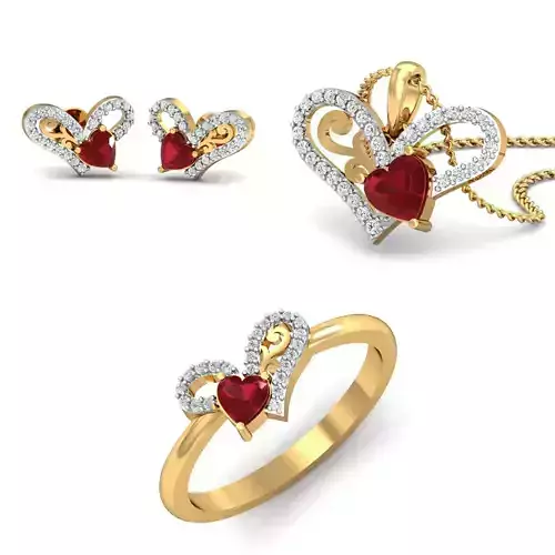 Solitaire Women Earring Ring Pendant 3dm stl render