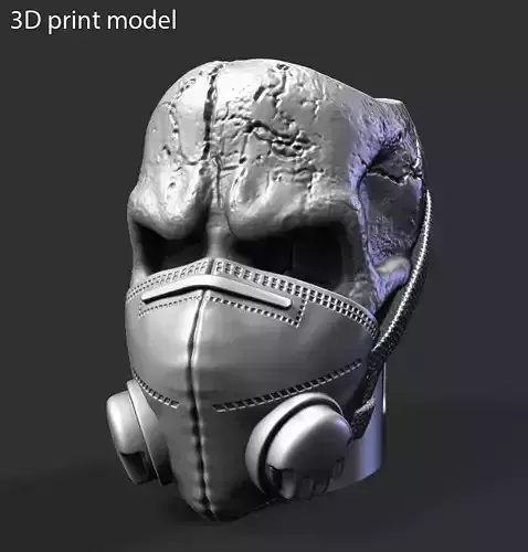 Skull  Penholder  with mask vol2cum flowerpot home decor art 3D print model