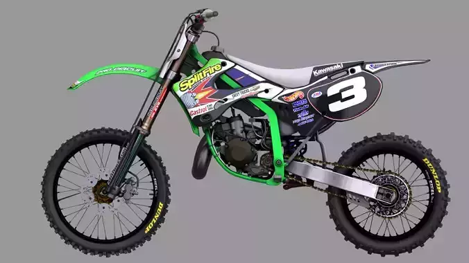 2002 Kawasaki KX125 Pro Circuit Low-poly 3D model