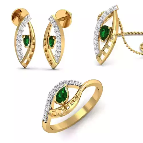 Solitaire Women Earring Ring Pendant 3dm stl render