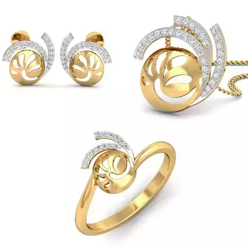 Solitaire Women Earring Ring Pendant 3dm stl render