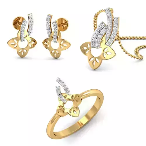 Solitaire Women Earring Ring Pendant 3dm stl render