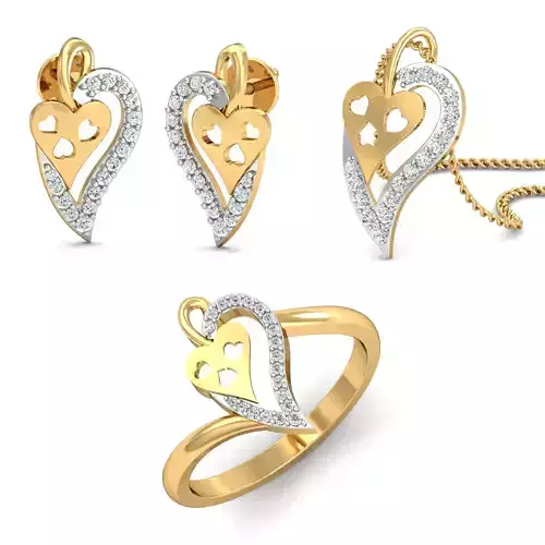 Solitaire Women Earring Ring Pendant 3dm stl render