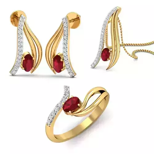 Solitaire Women Earring Ring Pendant 3dm stl render