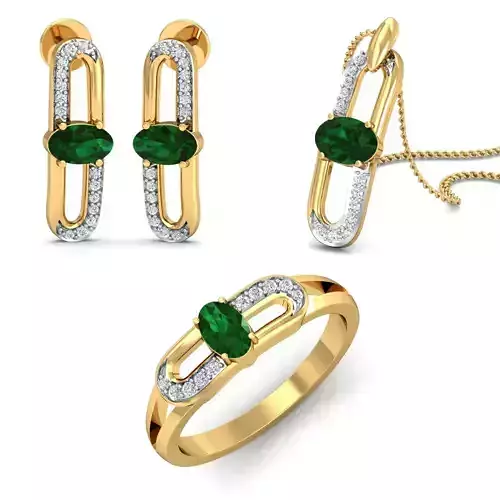 Solitaire Women Earring Ring Pendant 3dm stl render