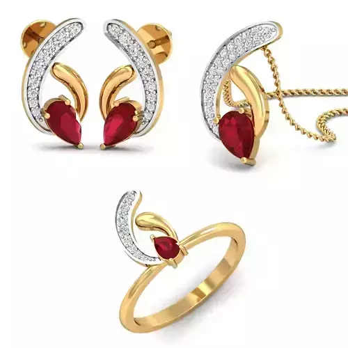 Solitaire Women Earring Ring Pendant 3dm stl render