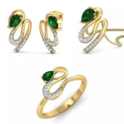 Solitaire Women Earring Ring Pendant 3dm stl render