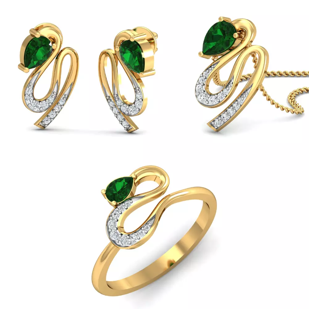 Solitaire Women Earring Ring Pendant 3dm stl render 3D print model_0