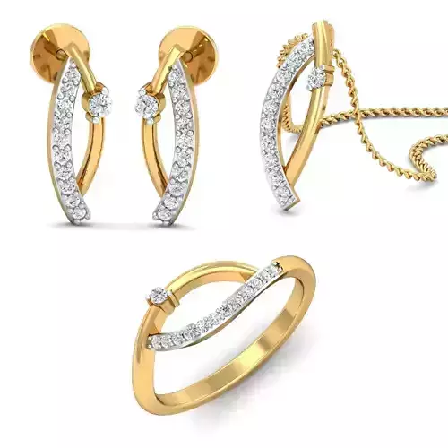 Solitaire Women Earring Ring Pendant 3dm stl render