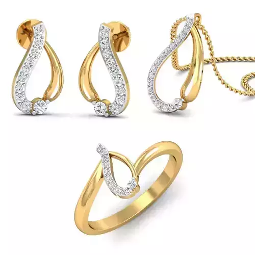 Solitaire Women Earring Ring Pendant 3dm stl render