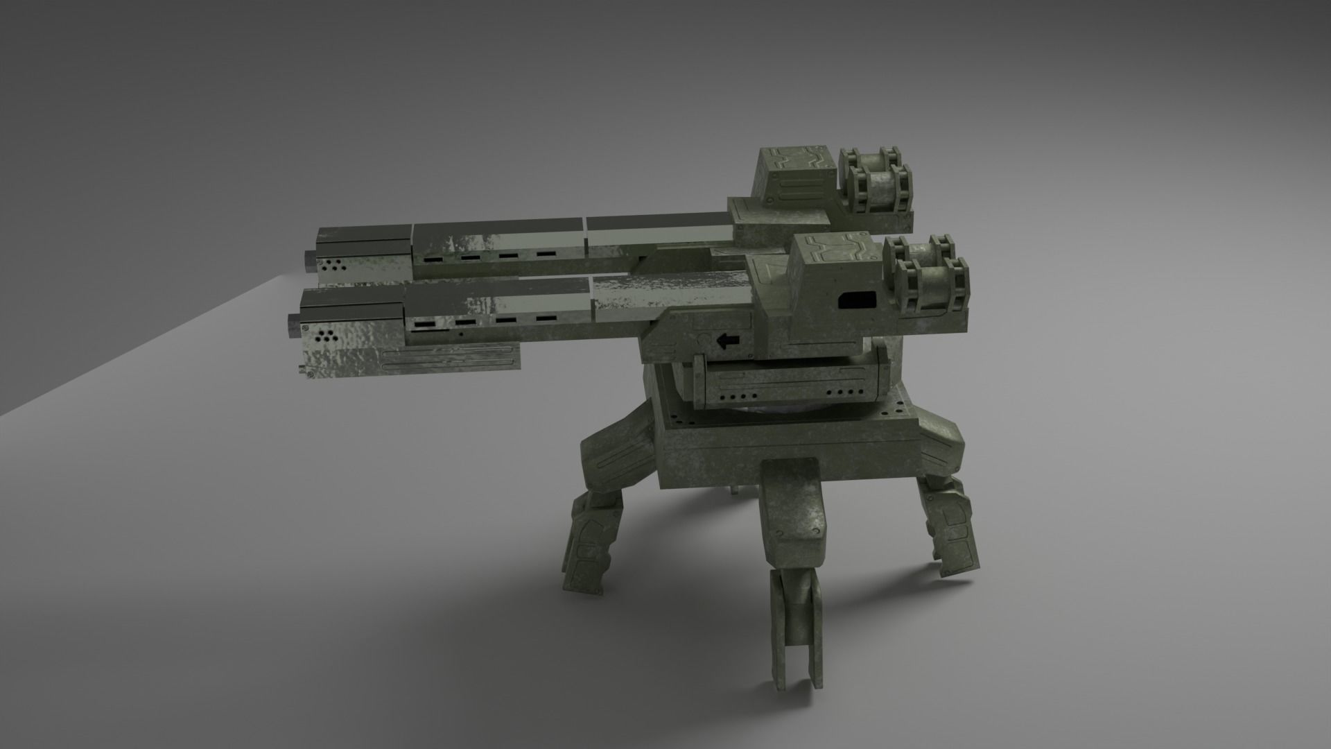 Turret futuristic machine gun Low-poly 3D model_1